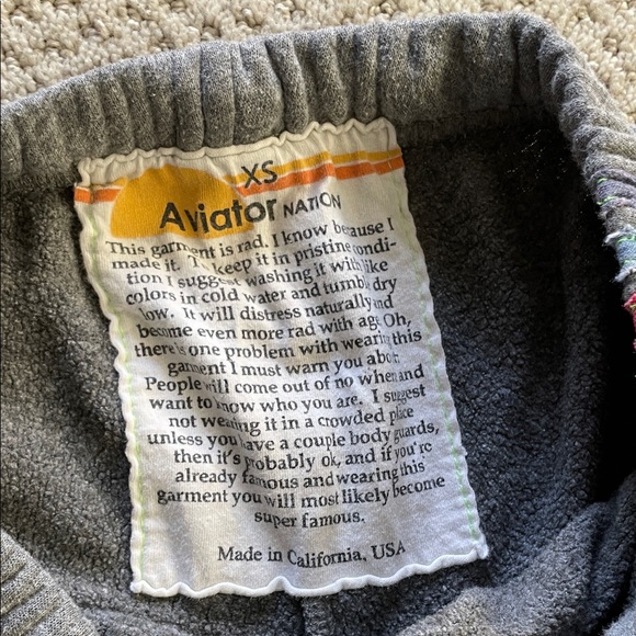 Aviator Nation Grey Sweatpants with Rainbow Side Stripe - Picture 3 of 5